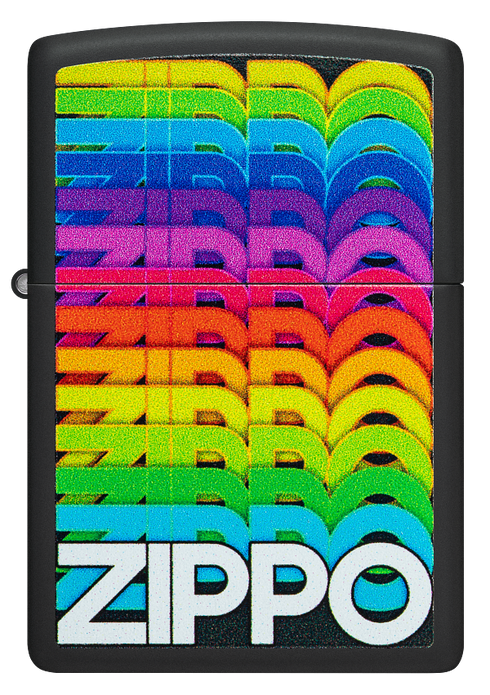 Zippo 46234 vžigalnik Rainbow Zippo Logo, Black Matte