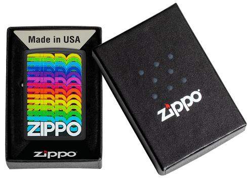 Zippo 46234 vžigalnik Rainbow Zippo Logo, Black Matte