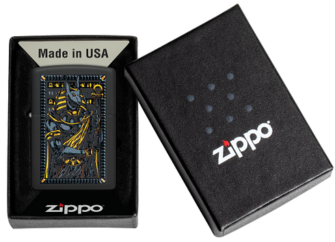 Zippo 46245 vžigalnik Egyptian God Anubus, Black Matte