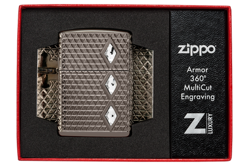Zippo 46316 vžigalnik Armor Pattern Crystals, Black Ice