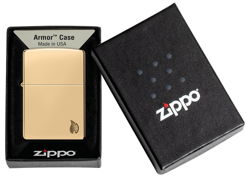 Zippo vžigalnik 46397 Armor Flame, High Polish Brass