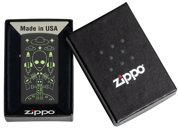 Zippo 46691 vžigalnik Alian Nostalgia Vintage Slim, Black Matte