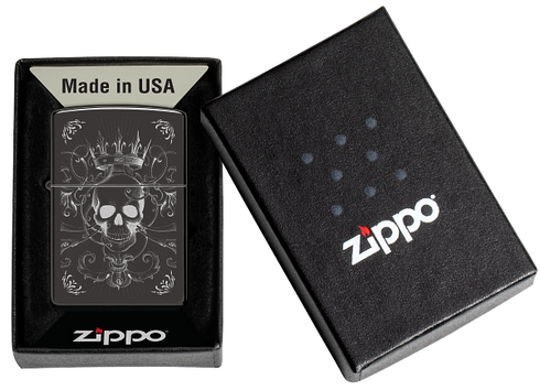 Zippo 46699 vžigalnik Gothic King Skull, High Polish Black