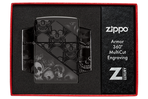 Zippo 46751 vžigalnik Skulls Armor, High Polish Black