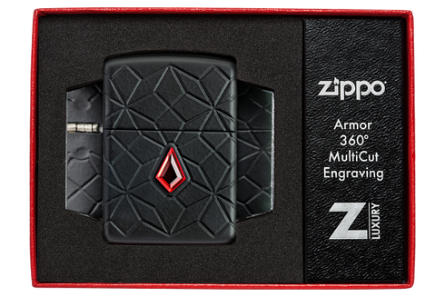 Zippo 46756 vžigalnik Red Jewel with Pattern Armor, Black Matte