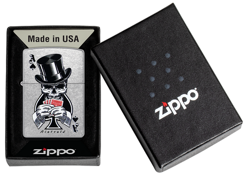 Zippo 47112 vžigalnik Gentleman Skull & Poker by Rietveld