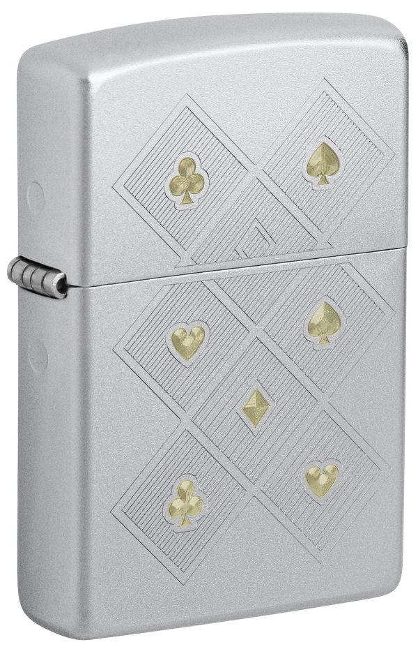 Zippo 47453 vžigalnik Poker Symbols, Satin Chrome