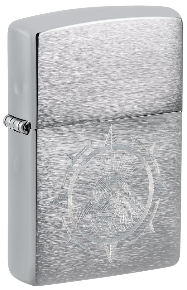 Zippo 47455 vžigalnik Mountains Compass, Brushed Chrome