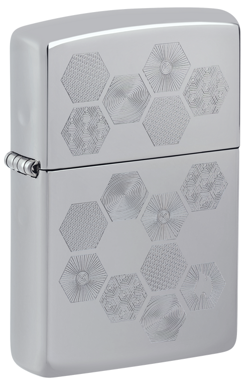 Zippo 47457 vžigalnik Geometric Honeycomb, High Polish Chrome