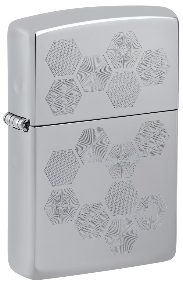 Zippo 47457 vžigalnik Geometric Honeycomb, High Polish Chrome