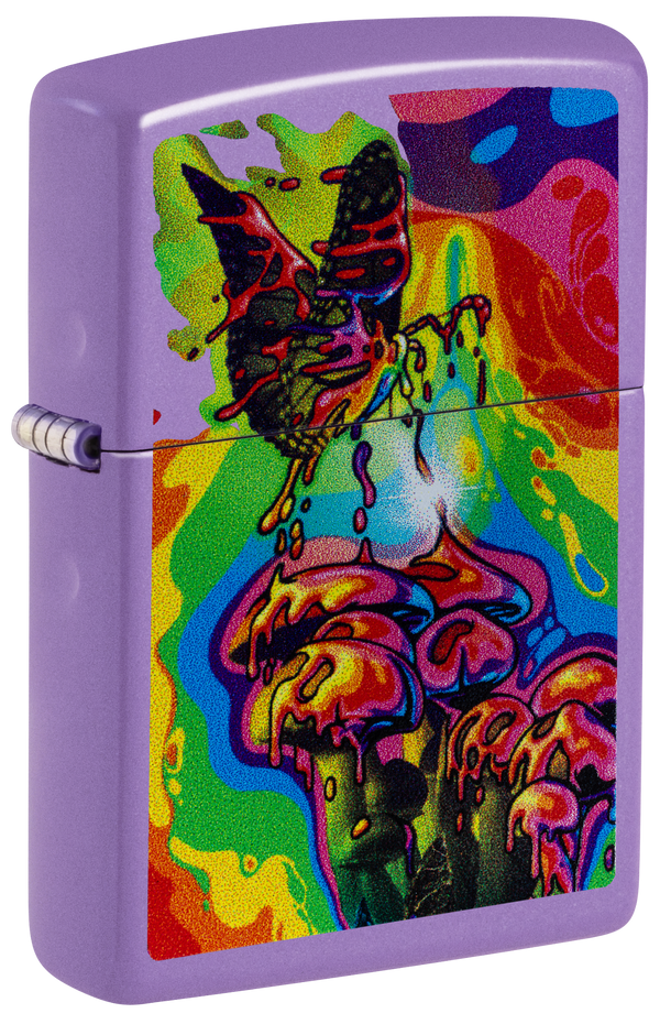 Zippo 47510 vžigalnik Psychedelic Mushrooms & Butterfly, Smoky Lavender Matte