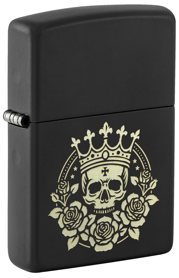Zippo 47529 vžigalnik Skull With Crown, Black Matte
