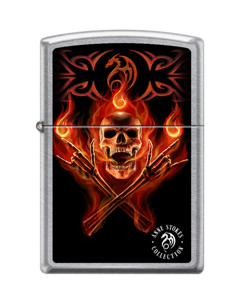 Zippo 47579 vžigalnik Anne Stokes - Rocker Skeleton in Flames