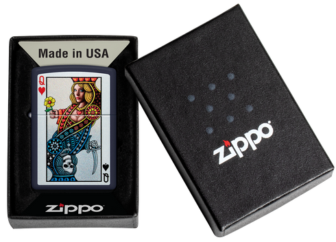 Zippo 48723 vžigalnik Queen of Hearts, Navy Matte