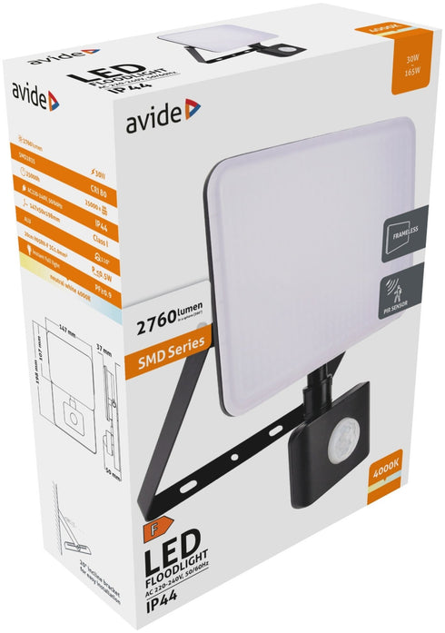 Avide 953120 Reflektor Slim LED SMD PIR 30W 4000K 2760lm IP44