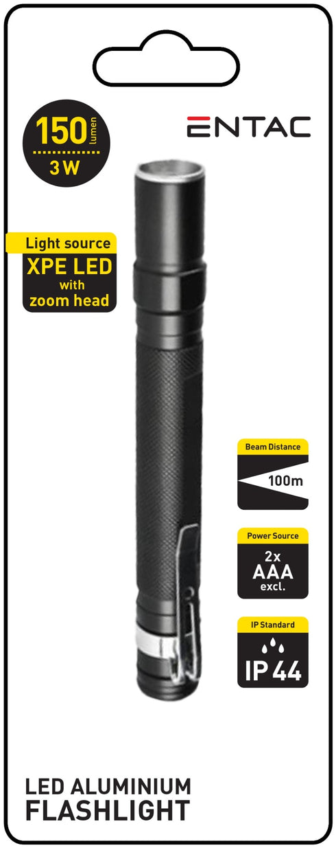 Entac 978505 Ročna svetilka Zoom 3W 150lm 100m 4h (2xAAA) IP44