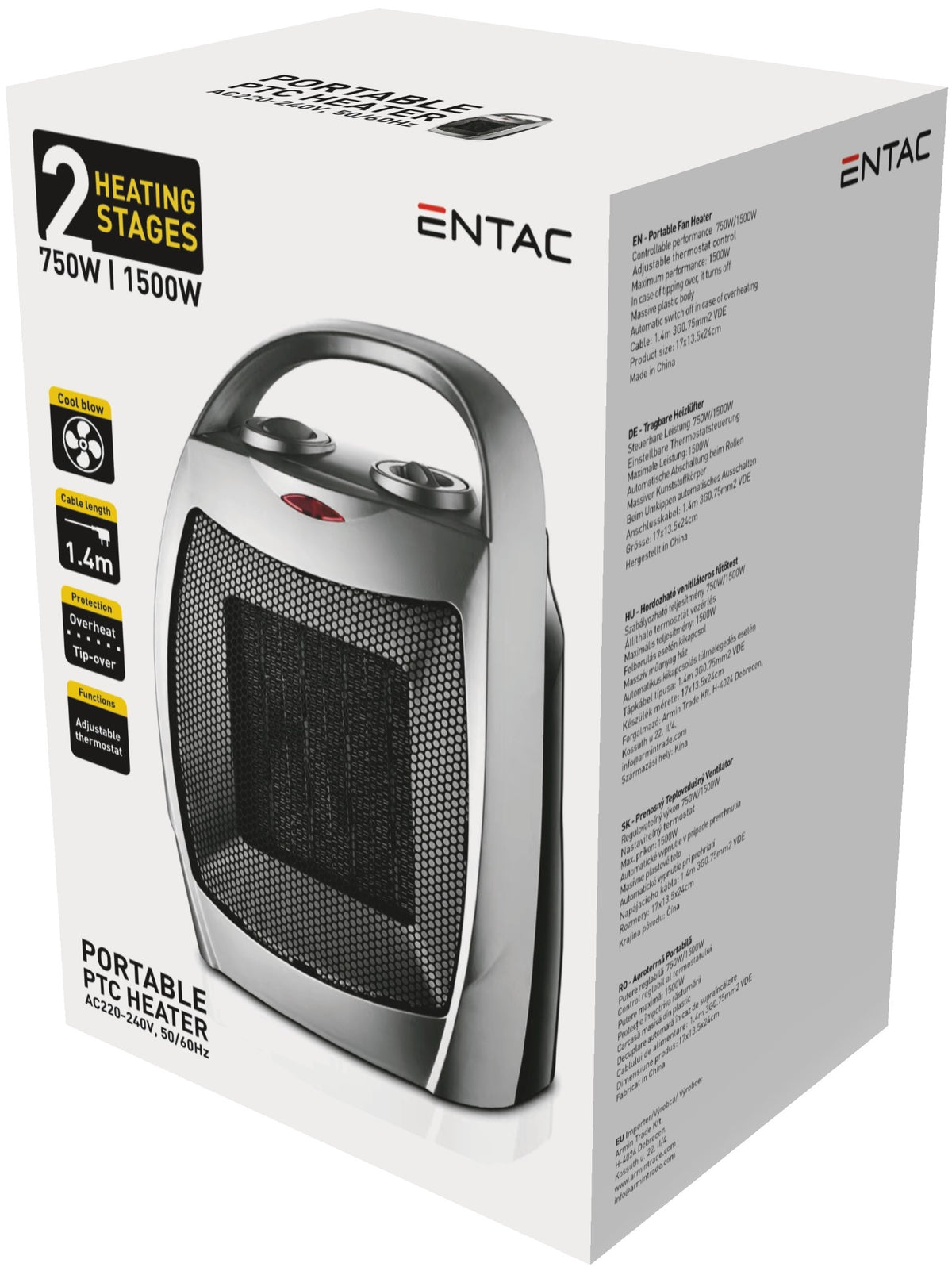 Entac 979960 Prenosni grelnik PTC 750W / 1500W