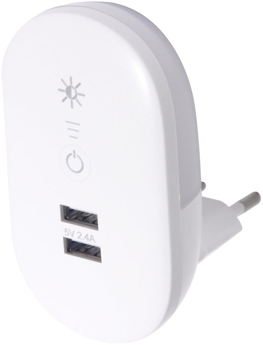 Entac 95847 Svetilka nočna senzor oval 1.5W 3000K 2xUSB