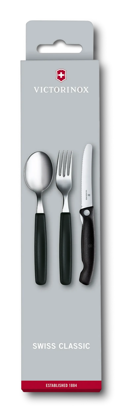 Victorinox 6.7192.F3 Set 3v1 - nazobčan nož, žlica in vilica