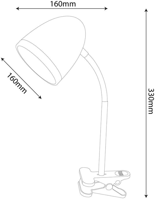 Svetilka namizna Basic s klipom max 15W bela LED, ABDL-CLIP-W-15W