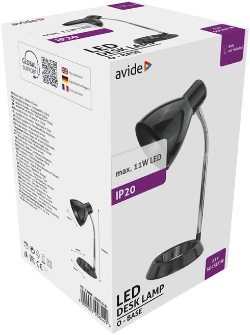 Svetilka namizna črna O-Base E27 IP20 max 11W LED ABDLO-B (brez žarnice)