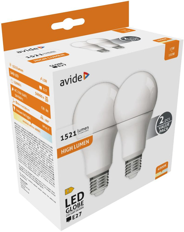Žarnica LED Komplet 2kos 13W E27 4000K 1,521 lm A60 180° SMD ABG27NW-13W-APTP