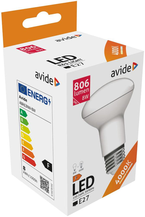 Žarnica LED SMD R63 8W E27 NW 4000K, ABR63NW-8W