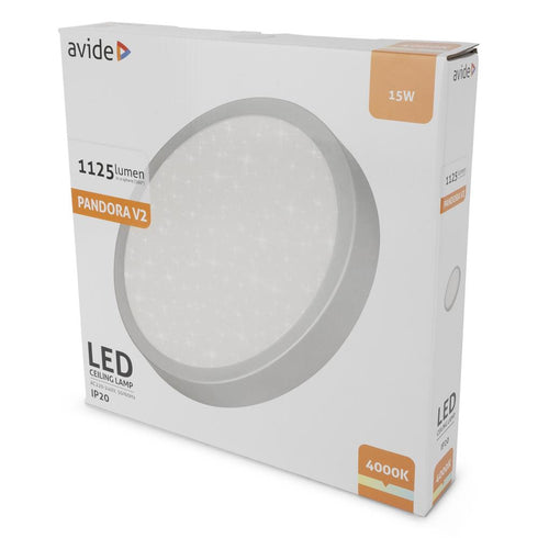 Svetilka stropna LED Pandora srebrna V2 15W 4000K 1125lm okrogla ACLO28NW-15W-PAN2S-S