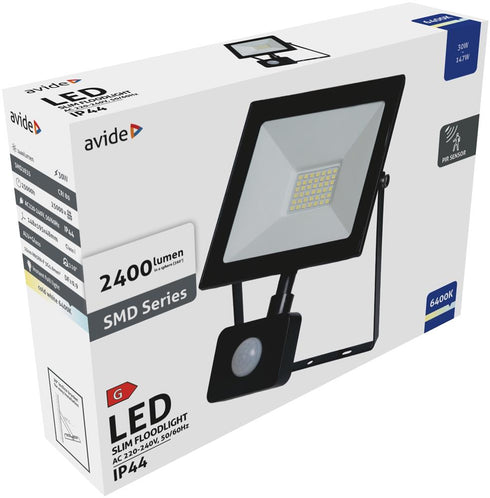 Reflektor Value Slim LED SMD 30W CW 6400K s senzorjem ASFLCW-30W-PIR