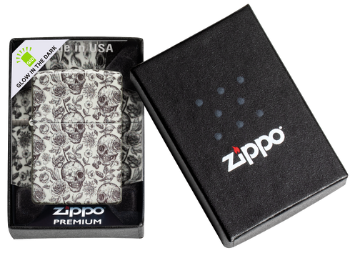 Zippo vžigalnik 49458 Skulls & Flowers, Glow in the Dark