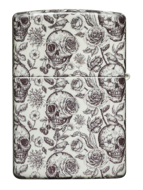 Zippo vžigalnik 49458 Skulls & Flowers, Glow in the Dark