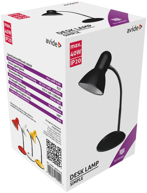 Avide 915524 Namizna svetilka Basic Simple E27 max 40W Črna
