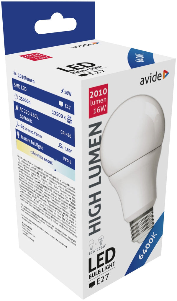 Avide 925028 Žarnica LED SMD 16W E27 6400K 2010lm A70