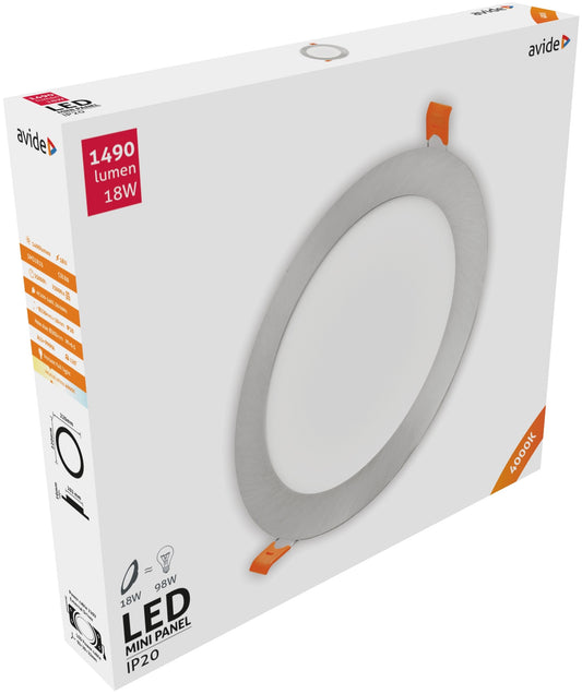 Avide 929989 Vgradna stropna svetilka LED Okrogla Saten 12W 4000K 950 lm