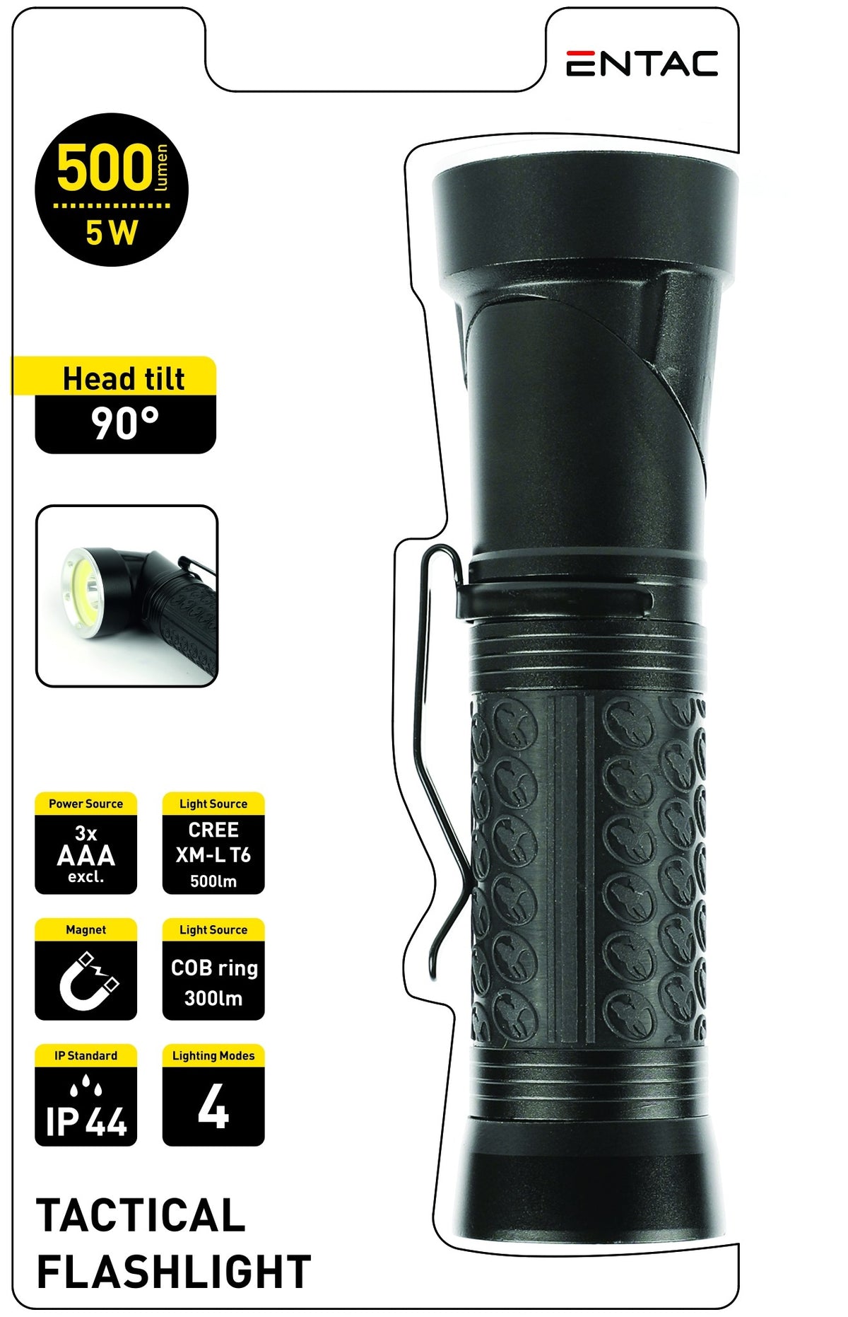 Entac 982069 Baterijska svetilka CREE COB LED 90° 5W 3xAAA