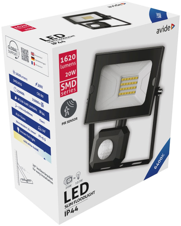 Avide 914046 Reflektor Slim s senzorjem gibanja SMD LED 20W CW 1620 lm