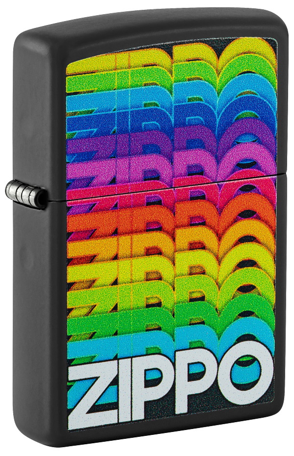 Zippo 46234 vžigalnik Rainbow Zippo Logo, Black Matte