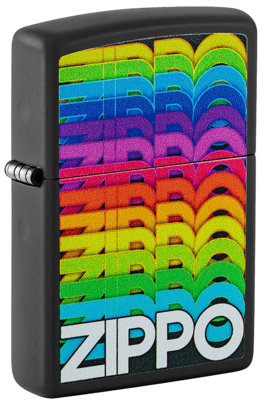 Zippo 46234 vžigalnik Rainbow Zippo Logo, Black Matte