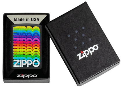 Zippo 46234 vžigalnik Rainbow Zippo Logo, Black Matte