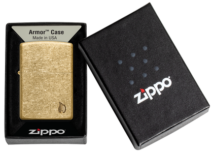 Zippo vžigalnik 46398 Armor Flame, Tumbled Brass