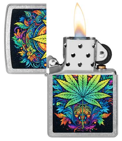 Zippo 46575 vžigalnik Psychedelic Cannabis, Street Chrome