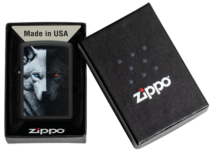 Zippo 46694 vžigalnik Dual Inner Wolf, Black Matte