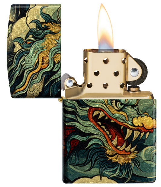 Zippo 46705 vžigalnik Asian Dragon, 540 Tumbled Brass