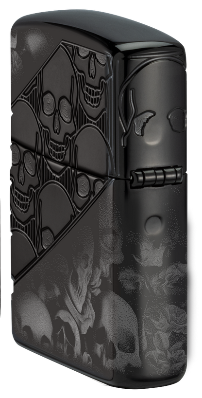 Zippo 46751 vžigalnik Skulls Armor, High Polish Black