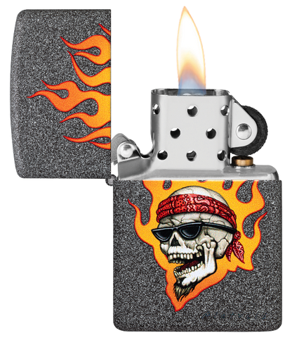 Zippo 46933 vžigalnik Flaming Skull by Rietveld