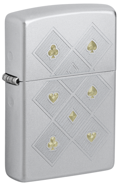 Zippo 47453 vžigalnik Poker Symbols, Satin Chrome