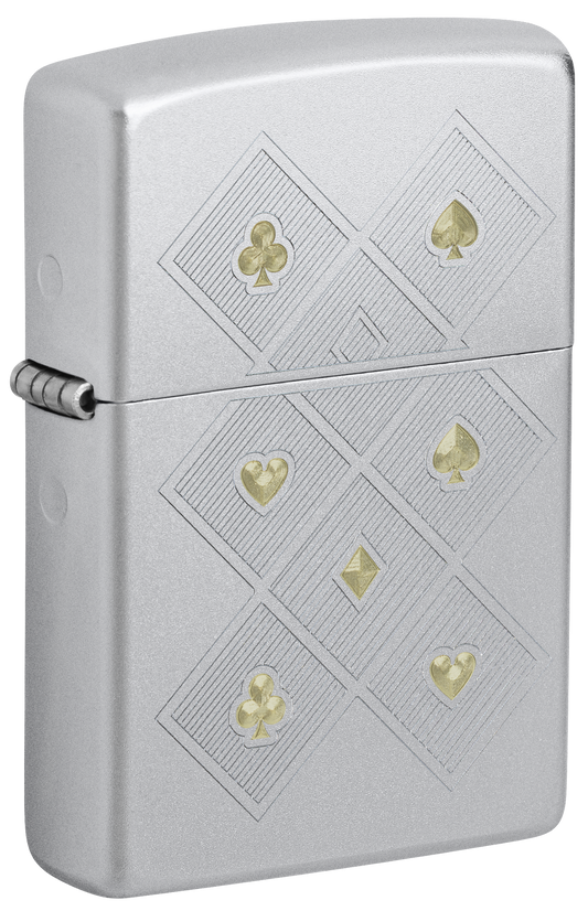 Zippo 47453 vžigalnik Poker Symbols, Satin Chrome