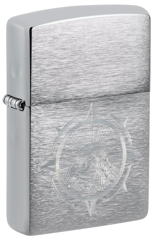 Zippo 47455 vžigalnik Mountains Compass, Brushed Chrome