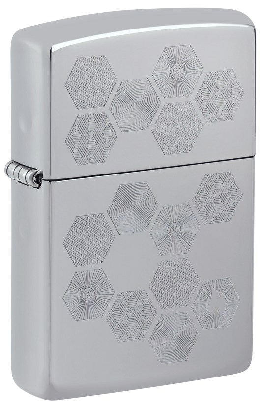 Zippo 47457 vžigalnik Geometric Honeycomb, High Polish Chrome
