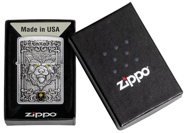 Zippo vžigalnik 48690 Fierce Wolf Emblem